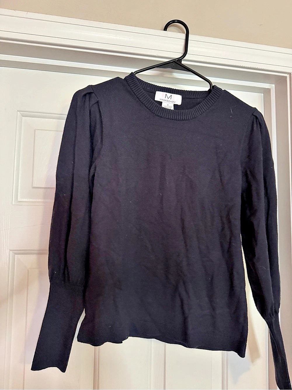Magaschoni Long Sleeve Top in Navy Size Small
